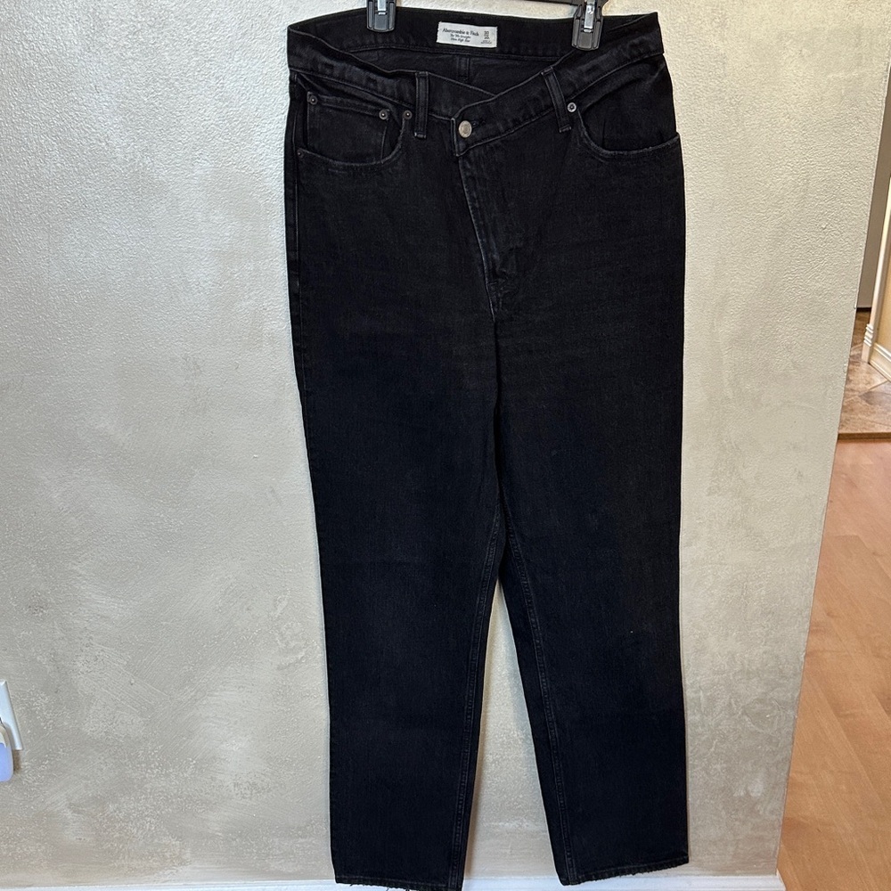 Abercrombie & Fitch 90s straight ultra high rise criss-cross waist sz 10L
